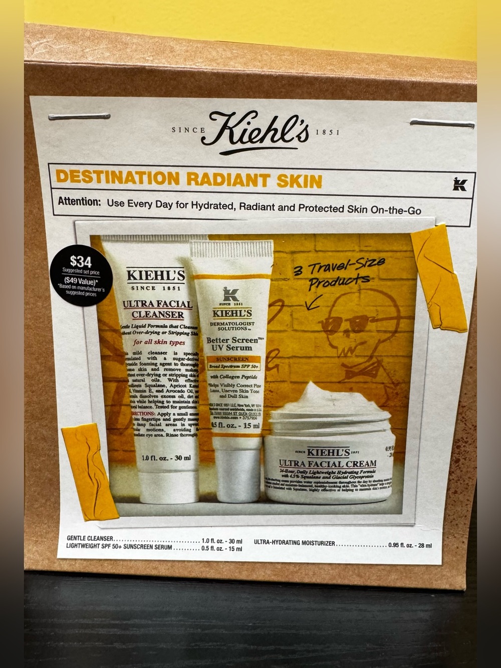 Kiehl's Destination Radiant Skin Trio with its own bag. Brand new.